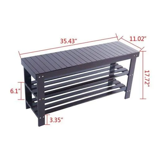 3-Tier Bamboo Shoe Rack Bench