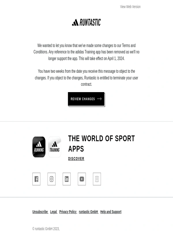 runtastic - Updated Terms & Conditions