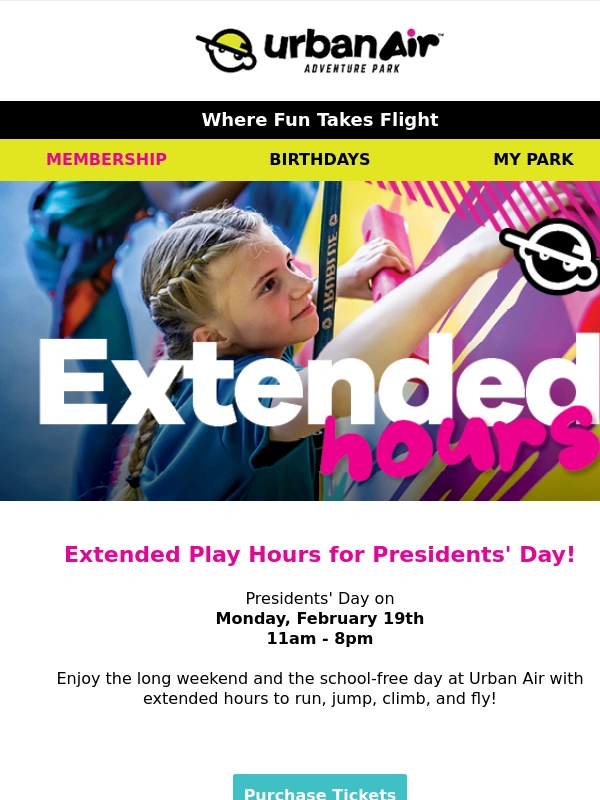 Urban Air Trampoline Park - Presidents' Day Hours