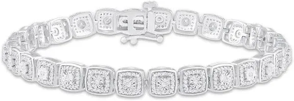 1 Ct tw Round-Cut Diamond Cushion Line Bracelet in 10K White Gold