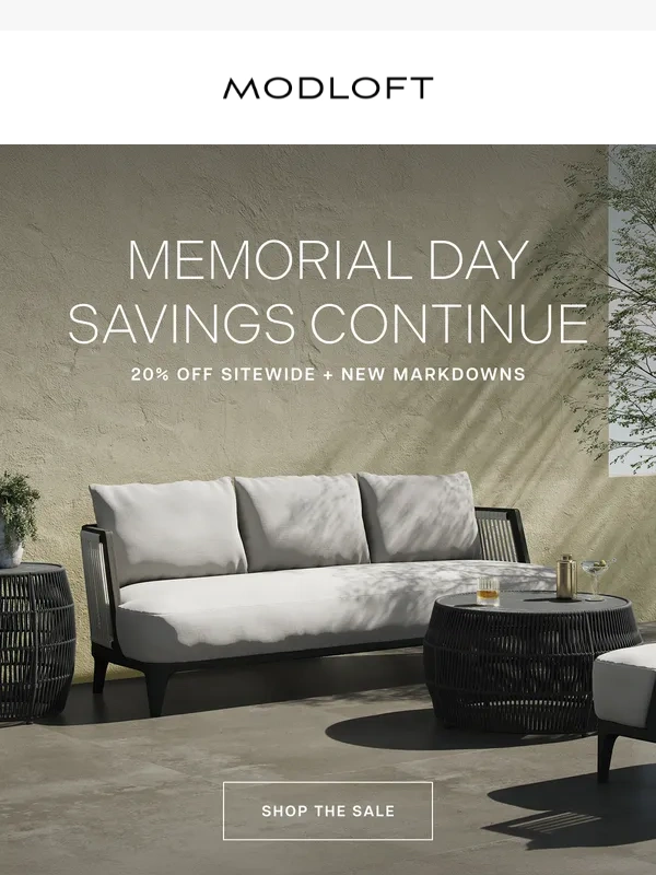 Modloft - Memorial Day Savings Continue: 20% Off Sitewide