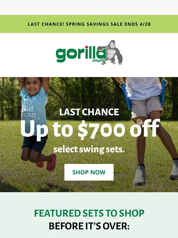Gorilla Playsets - ⏰ Final Hours: Save Up to $700!