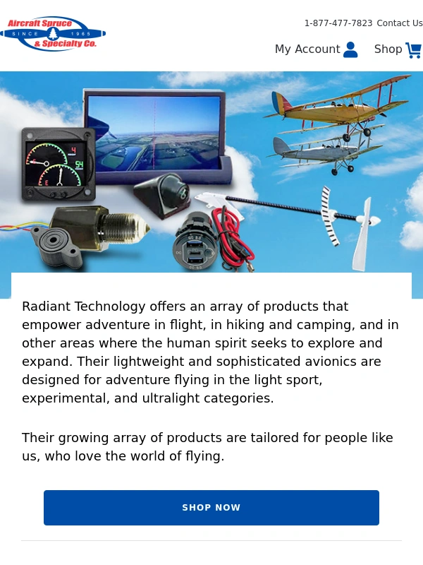 Aircraft Spruce - Check Out the New Product Lineup from Radiant Aviation - All Items In Stock at Aircraft Spruce