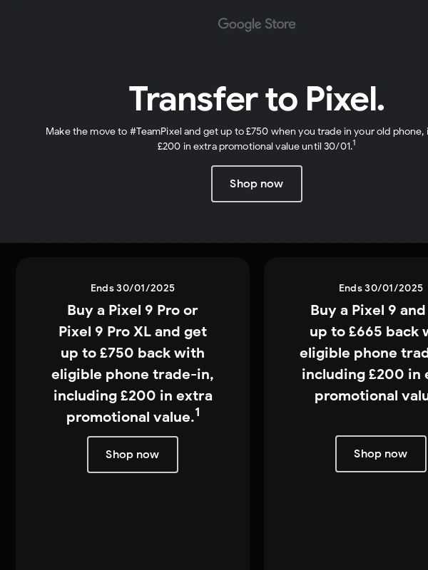 Google Store - Score big with Pixel this transfer window