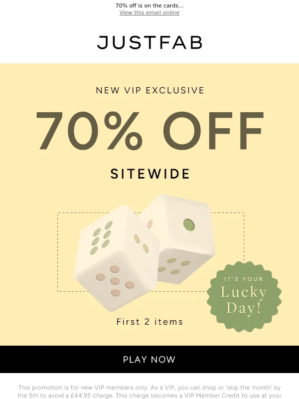 JustFab - Roll the dice,lower the price! ?