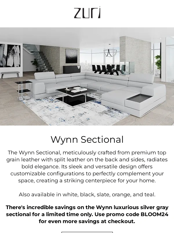 Zuri Furniture - Redefine Living: Introducing The Wynn Sectional in Silver Gray ?
