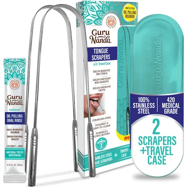 GuruNanda Stainless Steel Tongue Scraper
