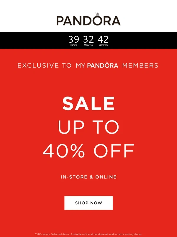 Pandora - Shop sale first before midnight ?
