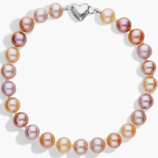 Blue Nile Sterling Silver Freshwater Cultured Pearl Heart Clasp Bracelet
