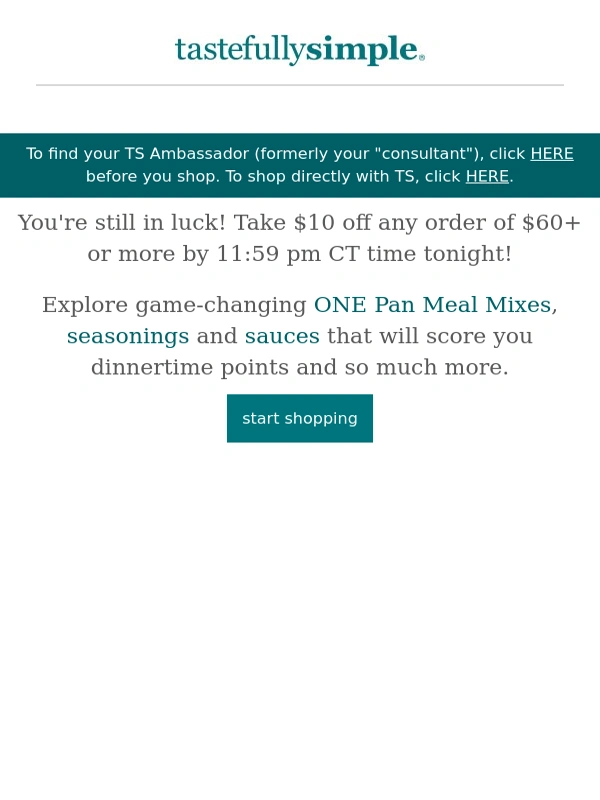 Tastefully Simple - Still feeling lucky? ? Don't miss this offer