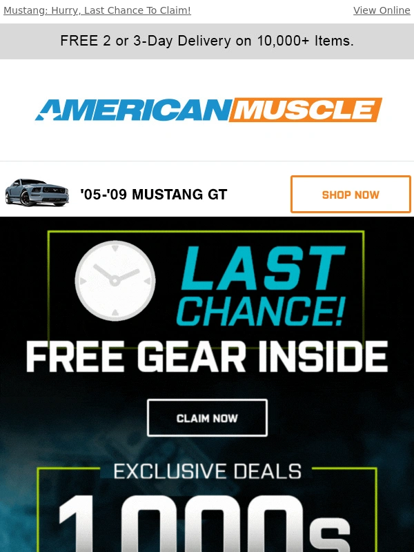 American Muscle - Free Gift ENDING SOON + Savings for your Mustang inside!