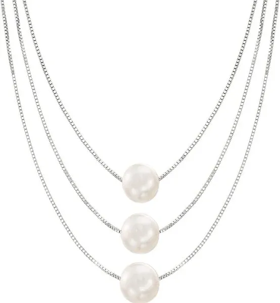 Ross-Simons 9-9.5mm Cultured Pearl 3-Strand Layered Necklace Sterling