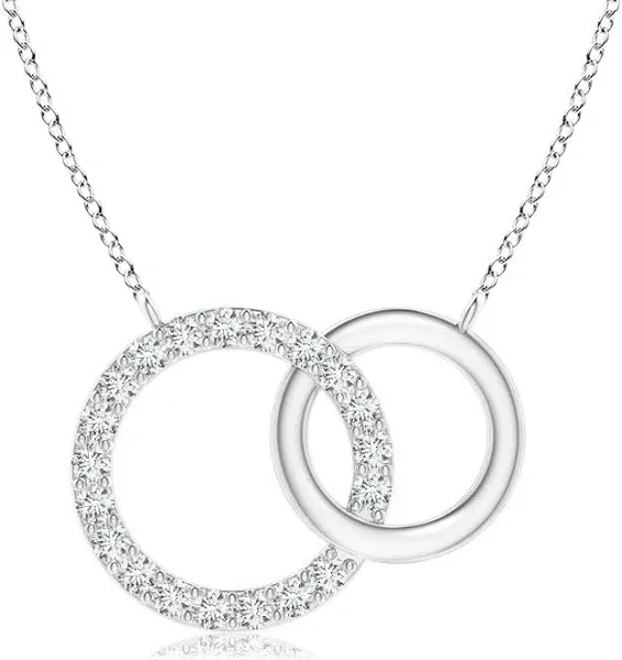 Angara 0.12 Carat Interlocking Diamond Circle Necklace in 14K Rose Gold
