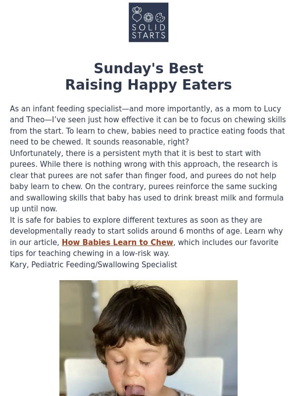 Solid Starts - Sunday's Best: Are purees safer than finger food? ?