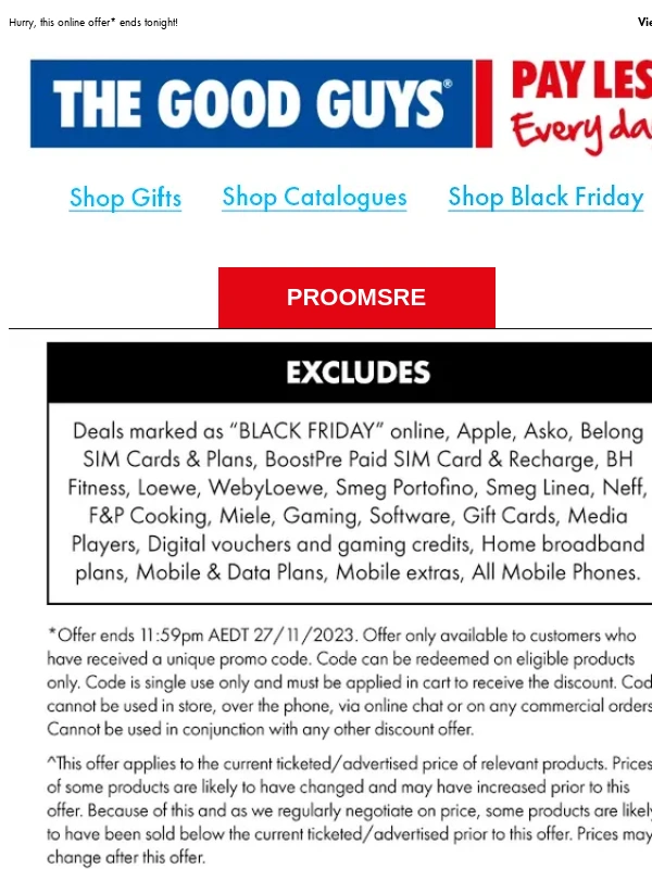 The Good Guys - Cyber Monday 10% OFF^ just for you
