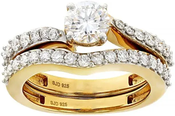 14K Yellow Gold Moissanite Ring and Band