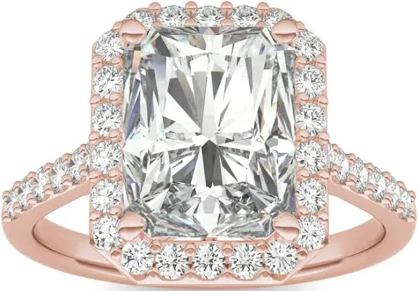 Charles & Colvard Moissanite Radiant Signature Halo Engagement Ring