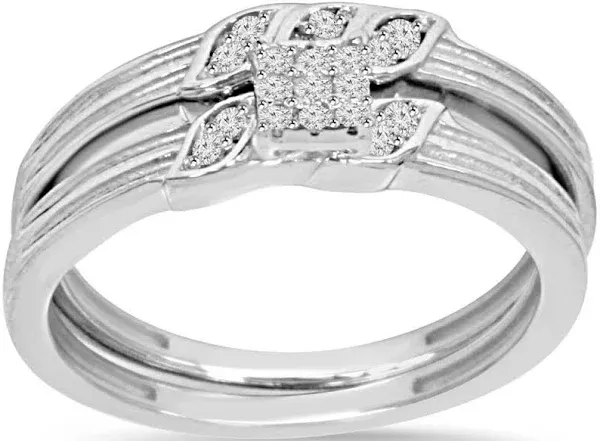 Pompeii3 1/4ct Diamond Engagement Wedding Ring Set in 10K White Gold