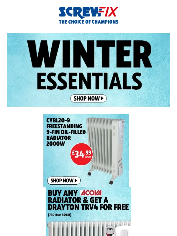 Screwfix - ❄️❄️ Your Winter Essentials