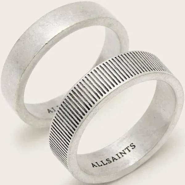 Allsaints Men's Eason Textured Sterling Silver Ring Set