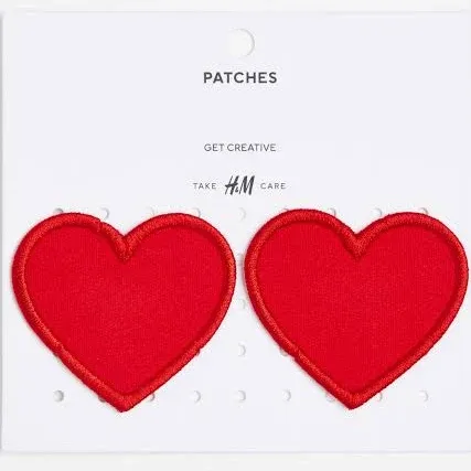 H&M Boys Red/Hearts Repair Patches
