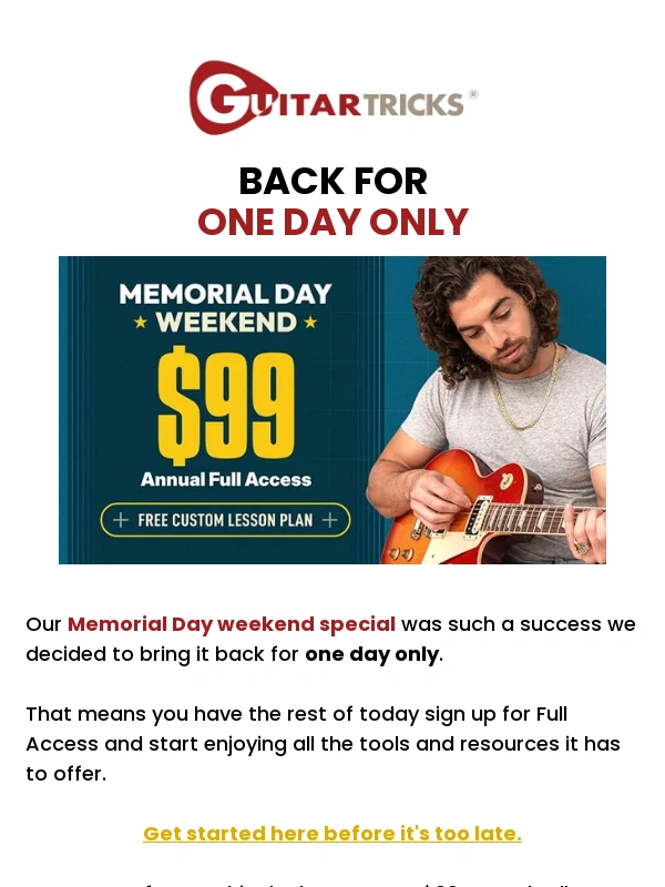 Guitar Tricks - Your chance to learn guitar has returned ?