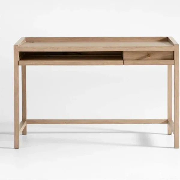 Crate & Barrel Keane 48" Weathered Natural Wood Desk with Outlets