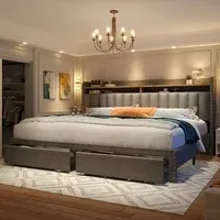 EnHomee Upholstered King Size Bed Frame w/Headboard King