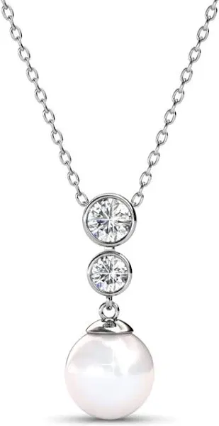 Cate & Chloe Genevieve 18k White Gold Plated Pearl and Swarovski Crystal Necklace