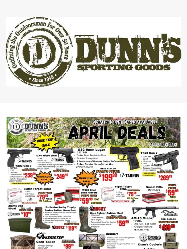 Dunn's Sporting Goods - APRIL SALE!! ENDS TOMORROW!!