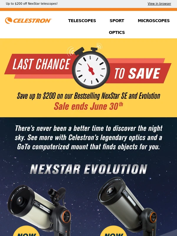 Celestron - Final days to save! ⏰?