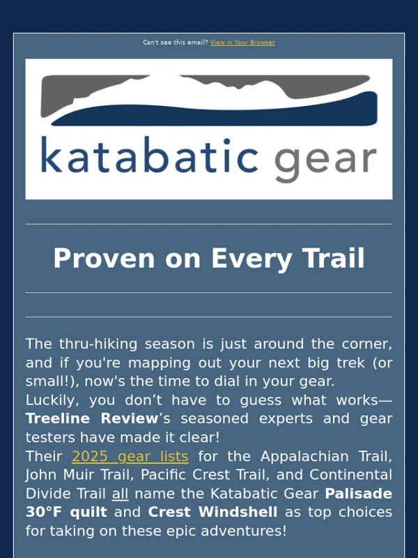Katabatic Gear - ? Win $30K in Gear—Plus,Trail-Tested Picks for Thru-Hikers