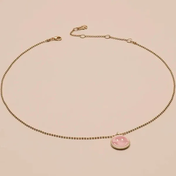 Lucky Brand Women's Enamel Happy Face Necklace