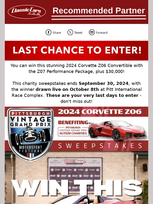 ClassicCars.com - Final Days: Win a '24 Z06 + $30,000