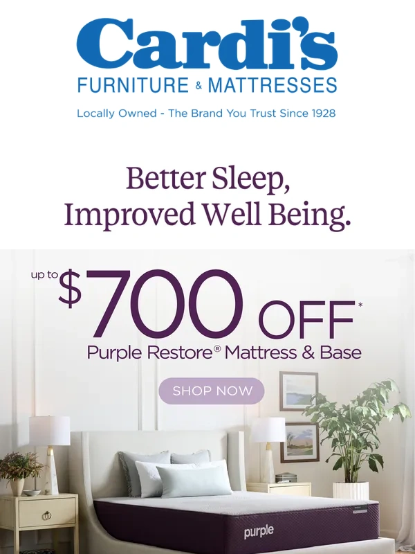Cardi's Furniture - Save up to $700 OFF* – Sleep Better Knowing You Saved Big!