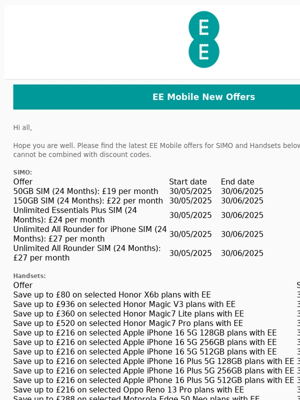 EE - Fwd: EE Mobile (31423): EE Mobile Latest Offers