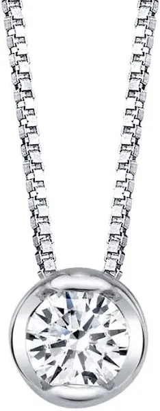 Sirena 14K White Gold 1/10 Carat Diamond Bezel Solitaire Pendant Necklace