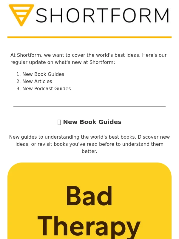 Shortform - ? Read guides to: Braiding Sweetgrass,Bad Therapy,Venture Deals