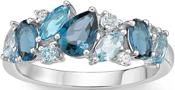 Sterling Silver Blue & White Topaz Ring