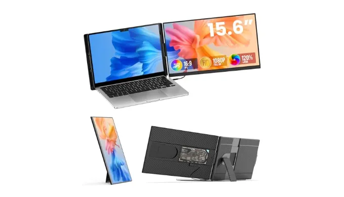 UK BONITOYS 15.6″ 1080P FHD 120% sRGB Portable Monitor, Laptop Screen Extender, Compatible with Windows, Mac, Chrome