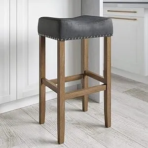 Nathan James Hylie Nailhead Wood Kitchen Counter Bar Stool 29-in