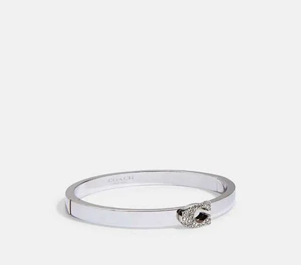Coach Women's Pave Signature Hinged Bangle