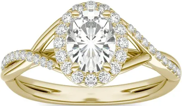 Charles & Colvard Moissanite Oval Signature Twisted Halo Engagement Ring