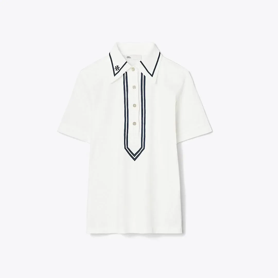 Tory Burch Women's Mercerized Cotton Retro Polo