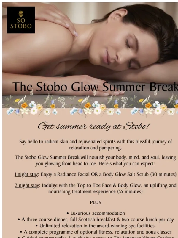 Stobo Castle - The Stobo Glow Summer Break: £239pp incl meals & a treatment!