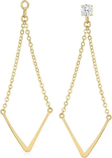 14kt Yellow Gold V-Shaped Chandelier Earring Jacket