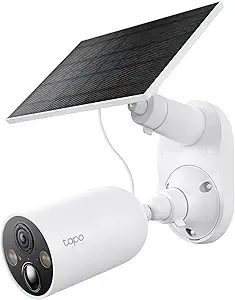 TP-Link  SolarCam 2K, Outdoor Battery Camera w/Solar Panel Base, Wireless Camera, 2K QHD, 150° Super-Wide FOV, Free Person/Vehicle/Pet Detection, SD/Cloud Storage, Starlight Color Night Vision