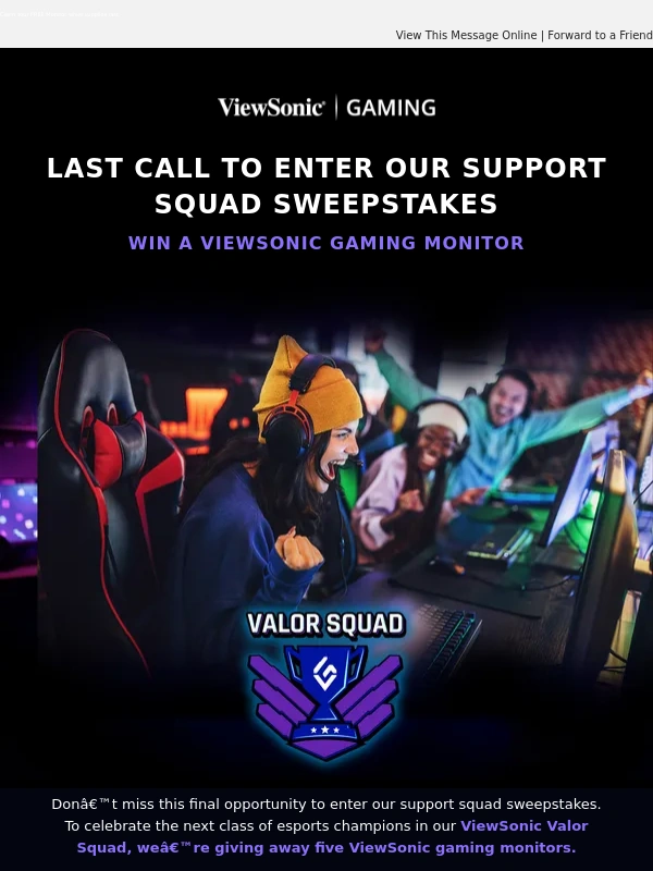 ViewSonic - Last Call to Enter Our Support Squad Sweepstakes