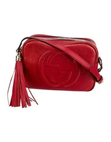 Gucci Soho Disco Vibrant Red Leather GG Crossbody Bag 308364