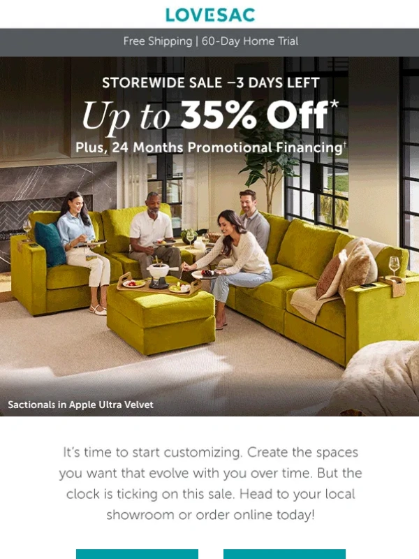 LoveSac - Only 3 Days Left to Save Up to 35%!
